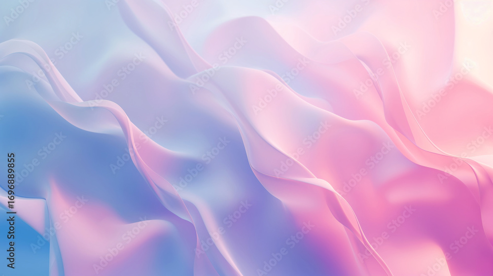 Obraz premium Soft pastel fabric waves. Gentle pink and blue abstract background. Ideal for design, texture, and creative projects.