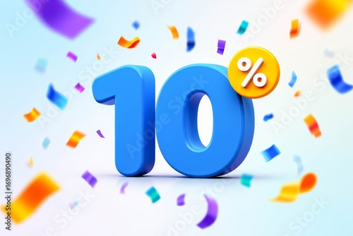 10 percent discount vector illustration 3d mega loyalty. 10 percent bonus marketing discount.