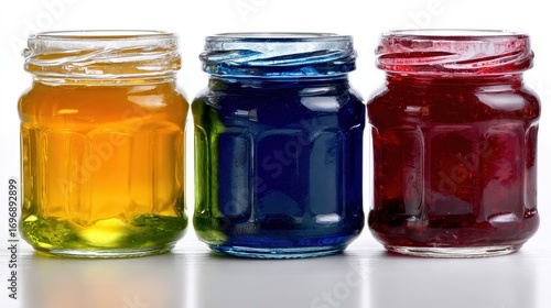 Colorful Jars of Liquid - A Vibrant Display of Hues.