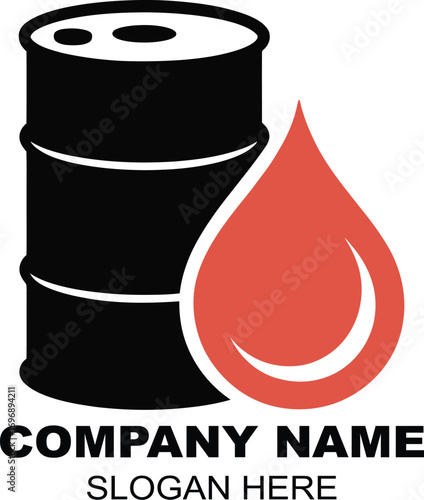 Oil Barrel And Red Drop Symbol For Energy Industry Company