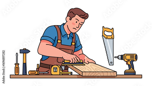 Crafting with precision: The artisan at work. Capturing the essence of craftsmanship, an image of a skilled artisan engrossed in the process of woodworking.