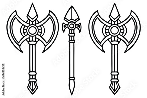 Fantasy battle axes and spear fantasy weapons weapon design