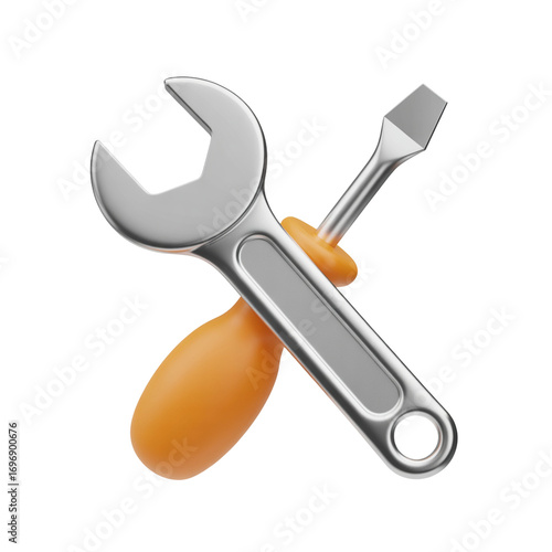 wrench and screwdriver 3d render icon 