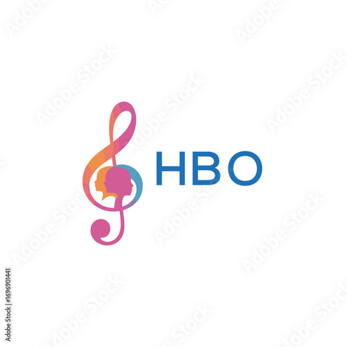 HBO “Creative music academy logo with silhouette heads and notes” HBO Later Logo, “Modern music therapy logo with faces and note symbol”
