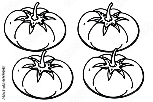 Four ripe round tomatoes fruit