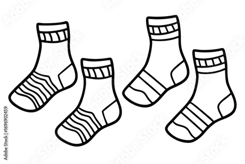 Four striped socks line art footwear clothing