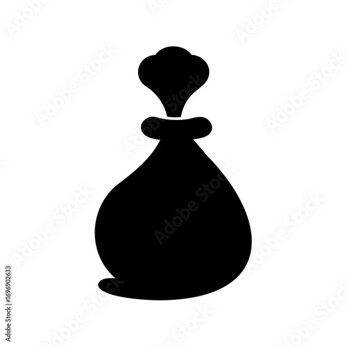 Black silhouette of a cartoon potion bottle for witches and wizards