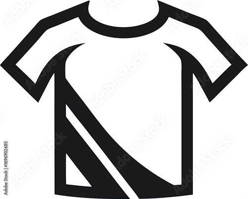 Stylish T-shirt outline vector illustration, ideal for boutique logos, apparel design projects, e-commerce fashion, and clothing graphics.