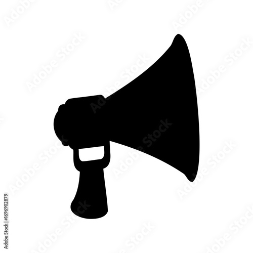 Black silhouette of a megaphone on a white background illustration design