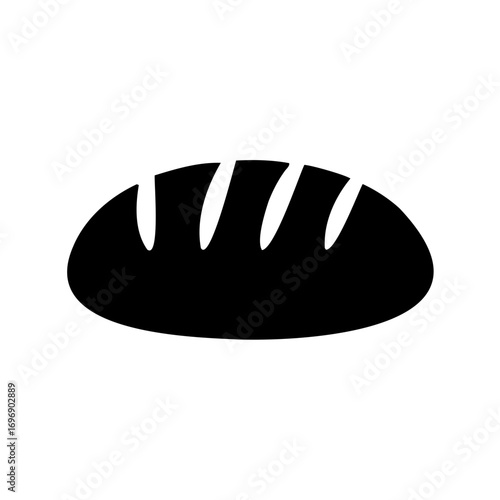 Simple black and white illustration of a loaf of crusty bread