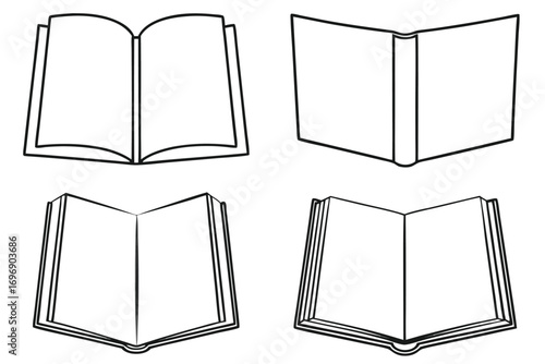 Open and closed books illustration open book drawing