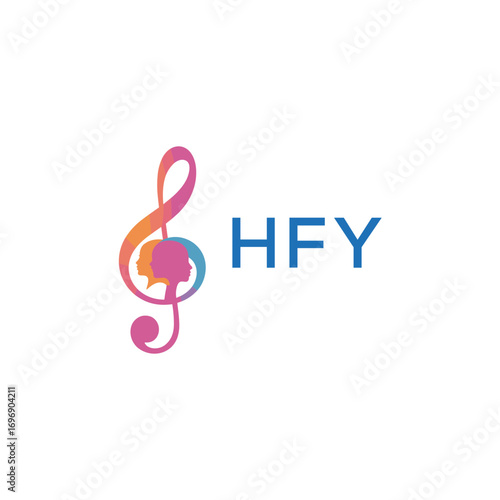 HFY  “Colorful music logo with human faces and treble clef design” HFY  Later Logo, “Creative music academy logo with silhouette heads and notes” 

HFY  music, logo, HFY  abstract, creative, HFY  colo