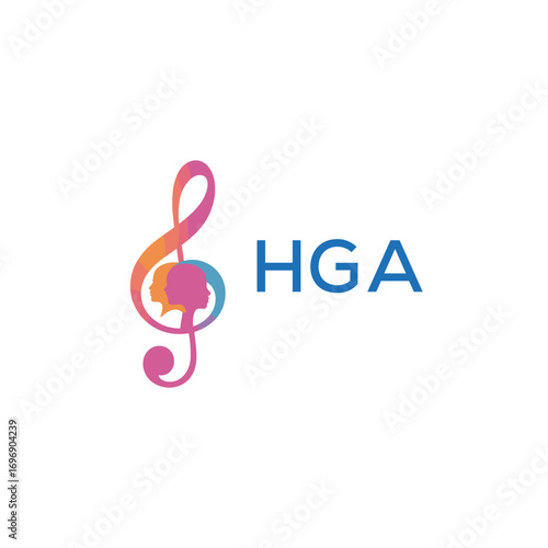 HGA  “Colorful music logo with human faces and treble clef design” HGA  Later Logo, “Creative music academy logo with silhouette heads and notes” 

HGA  music, logo, HGA  abstract, creative, HGA  colo