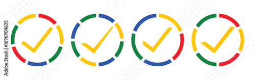 Minimal checklist ticks colorful doodle set red green yellow blue background free