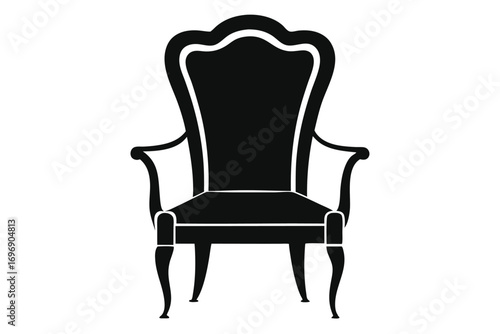 Elegant Black Silhouette of an Armchair with Curved Back and Legs Design