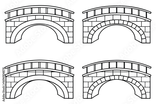 Stone arch bridges with railings brick