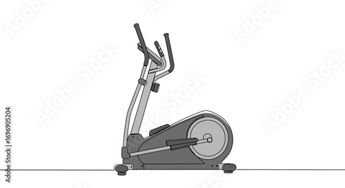 Modern elliptical machine in minimalist linear style for fitness themes