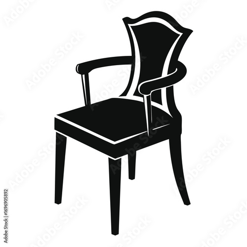 Isolated Black Armchair Illustration Featuring Simple Lines and Contemporary Design Style