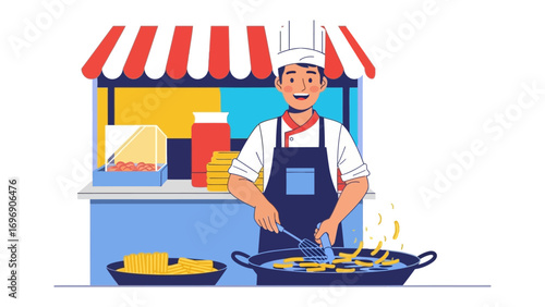 Culinary Craft: A skilled chef expertly prepares a delicious dish with precision and flair, creating a feast for the senses in a dynamic scene of food preparation.