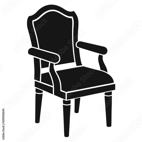 Silhouette of an Armchair with a High Back and Squared Armrests on Display