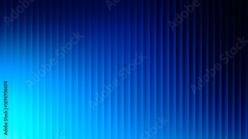 Fractal glass gradient in light and dark shades of blue. Ribbed, corrugated texture. Striped background with color gradation from cyan to navy blue. Fluted vertical lines pattern. Digital technology