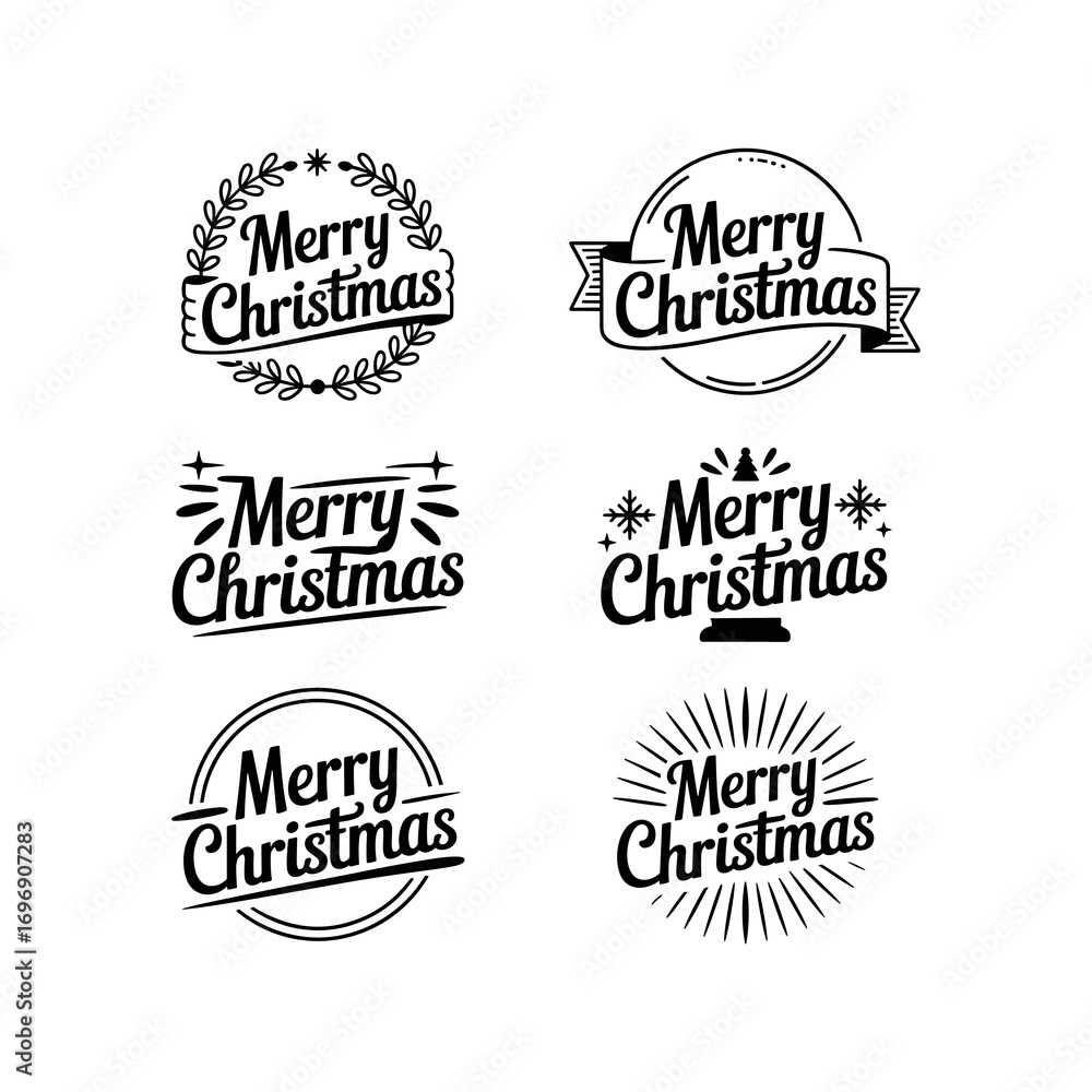 Fototapeta premium Merry Greetings Typography Collection with Festive Holiday Season Designs