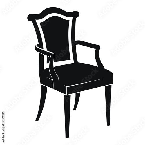 Silhouette of an Elegant Armchair with Curved Legs and Detailed Frame Design