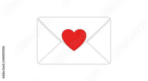 Minimalist envelope with red heart symbolizing love and communication
