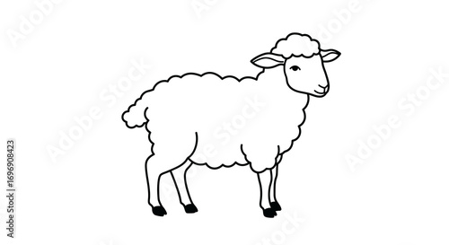 Minimalist sheep outline design for children's projects and farm themes