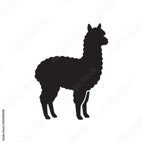 Standing alpaca icon silhouette vector