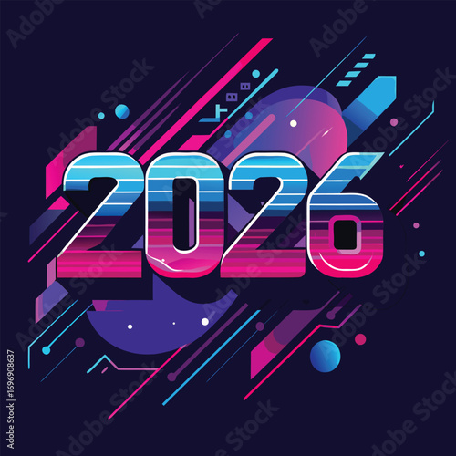 futuristic vector design celebrating new year 2026