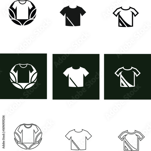 Classic T-shirt logo vector pack in multiple styles, suitable for fashion posters, apparel shop branding, and stylish clothing promotions.
