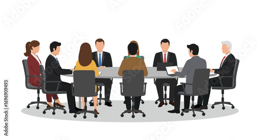 Team meeting at modern office table with professional business attire