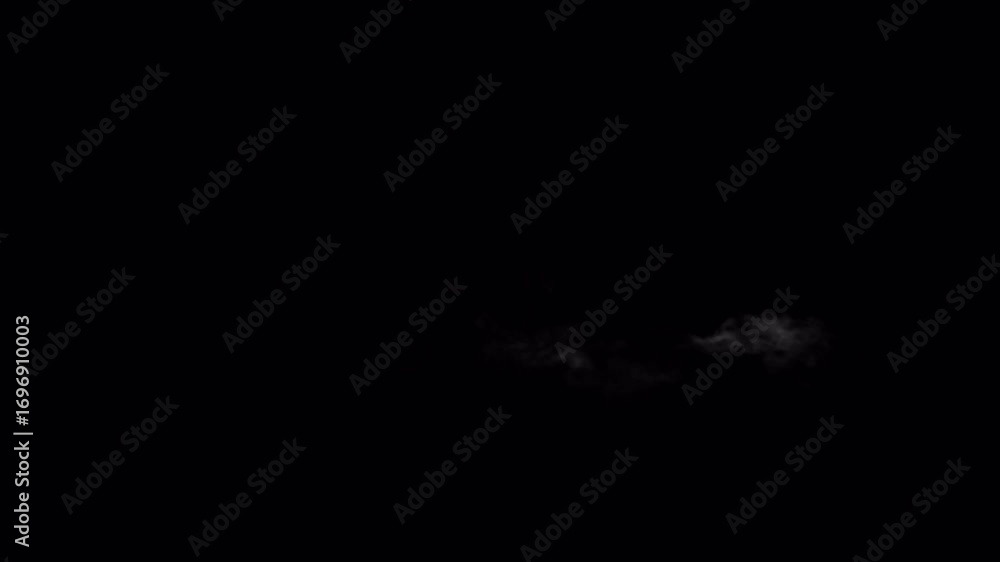 Realistic White Smoke Puff Bursts and Billows Across a Black Background VFX Element