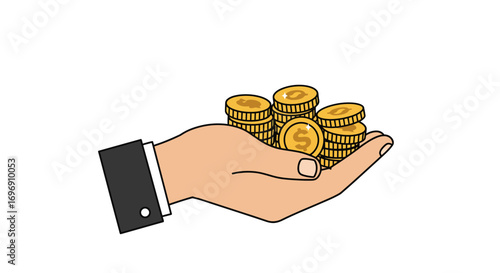 Business hand holding coins concept for financial success and investment