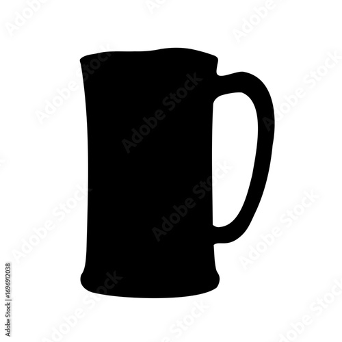 Silhouette of a traditional beer mug on a white background image
