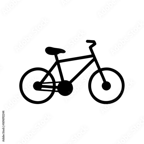 Simple black and white bicycle illustration representing transportation and healthy lifestyle