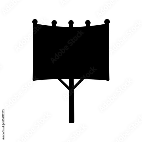Silhouette of a Medieval Banner with Round Finials and Wooden Pole