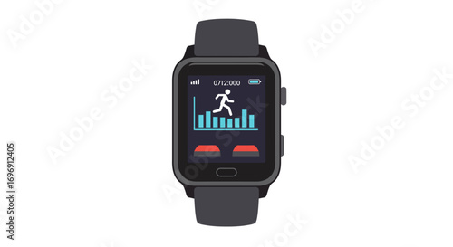 Modern fitness smartwatch with activity tracker display in flat design