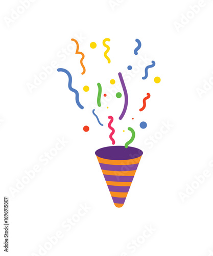 Festive Confetti Popper Vector Illustration – Bright Party Decoration Graphic.