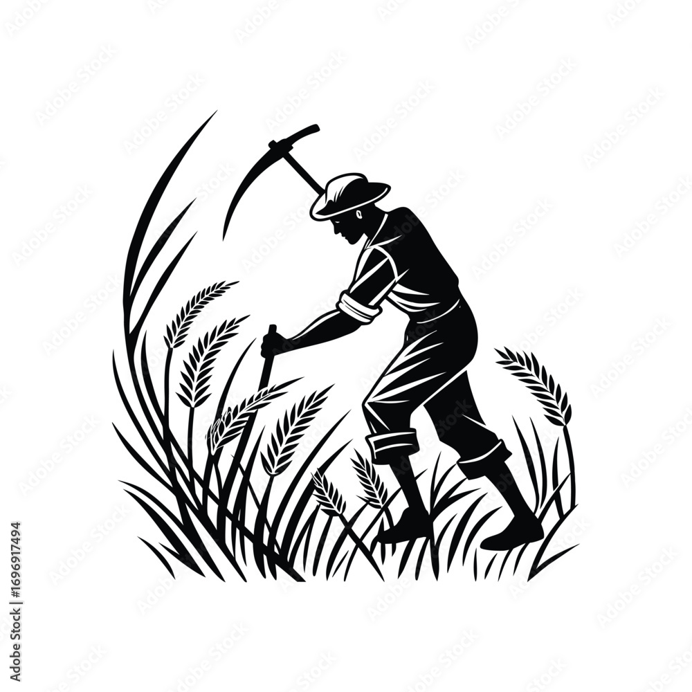 Fototapeta premium Tribal tattoo design featuring a black animal silhouette illustration of a horse and a man