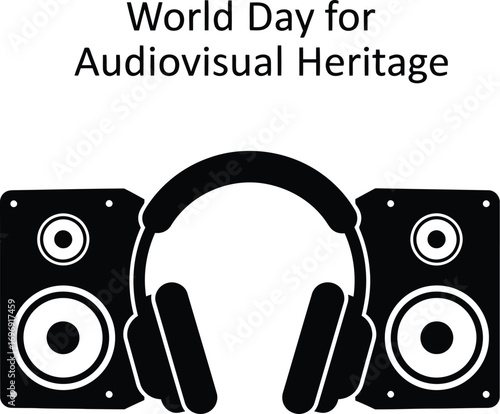 World day for audiovisual heritage with headphones and speakers for the celebration of the event