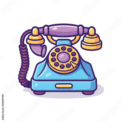 Retro rotary telephone cute vector cartoon