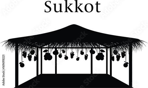 Illustration of sukkot, a jewish festival, with a sukkah minimalist and simple design