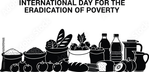 Food and drink for international day for the eradication of poverty concept
