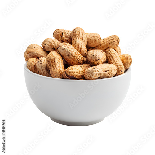 Roasted peanuts in a white bowl a healthy snack