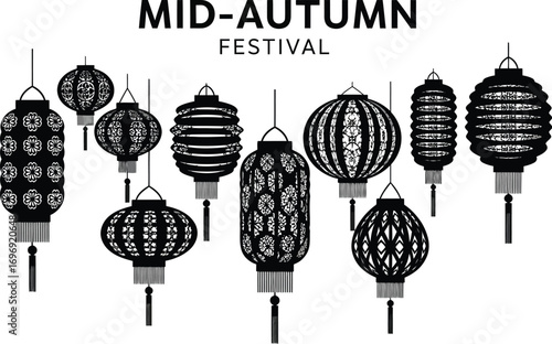 Illustration of traditional lanterns for the Mid-Autumn Festival