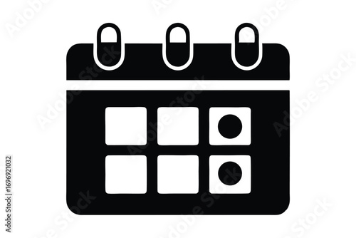 Black Calendar Icon Depicting Marked Days, Event Planning, and Scheduling Representation