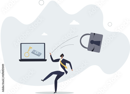 Ransomware computer crime, hacker attack company network ask for money to unlock data via internet concept,.life and employment of people.