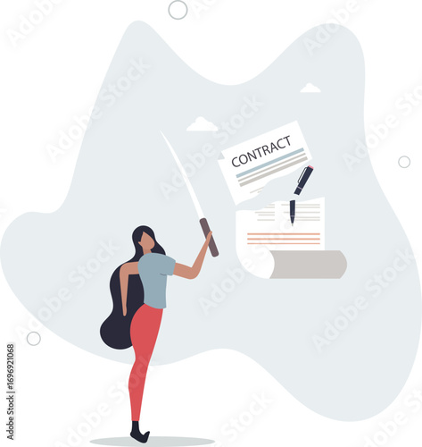 Contract cancellation or agreement terminated, partnership breaking signed business deal, code of conduct mistake concept.life and employment of people.